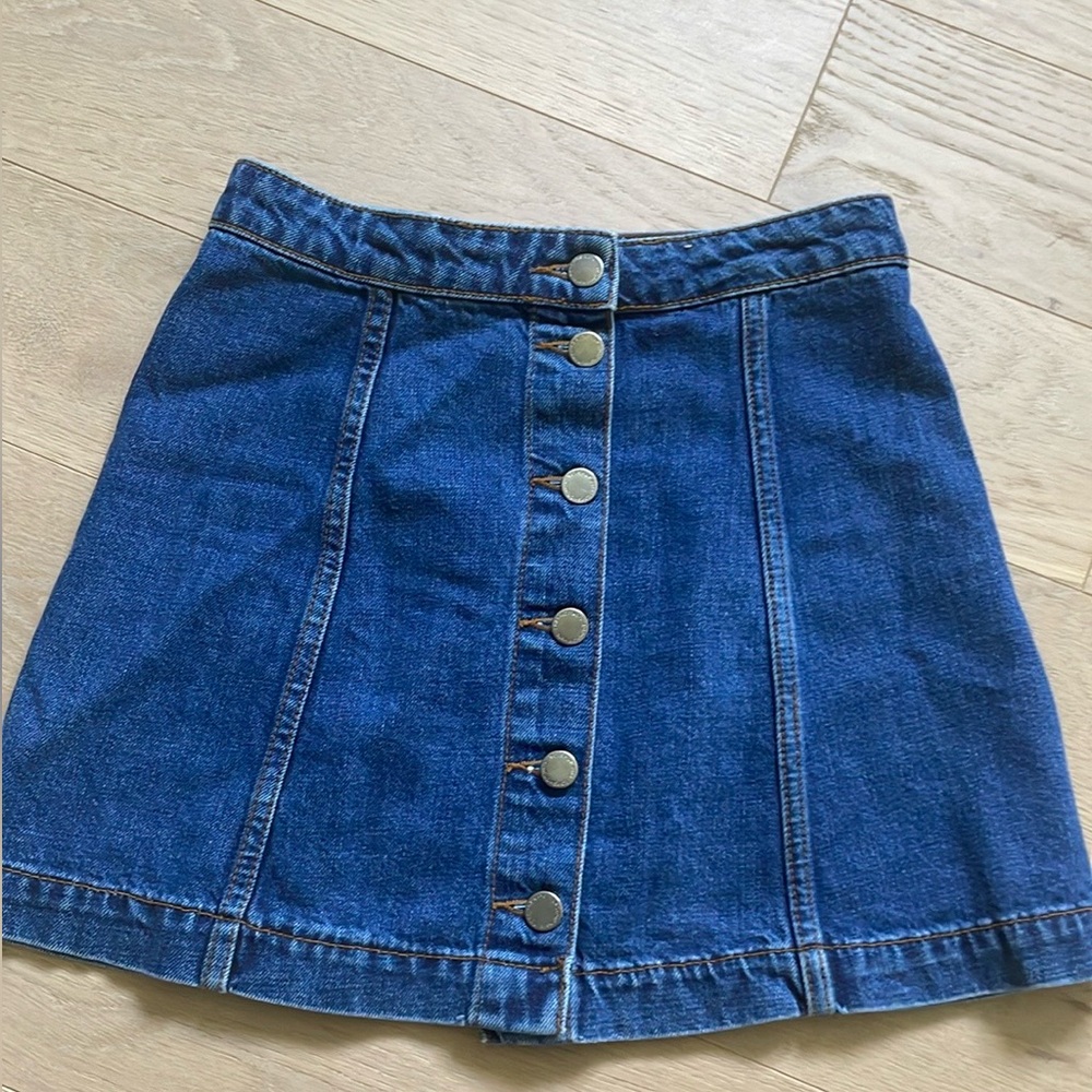 TOPSHOP dark denim button skirt - Picture 2 of 9
